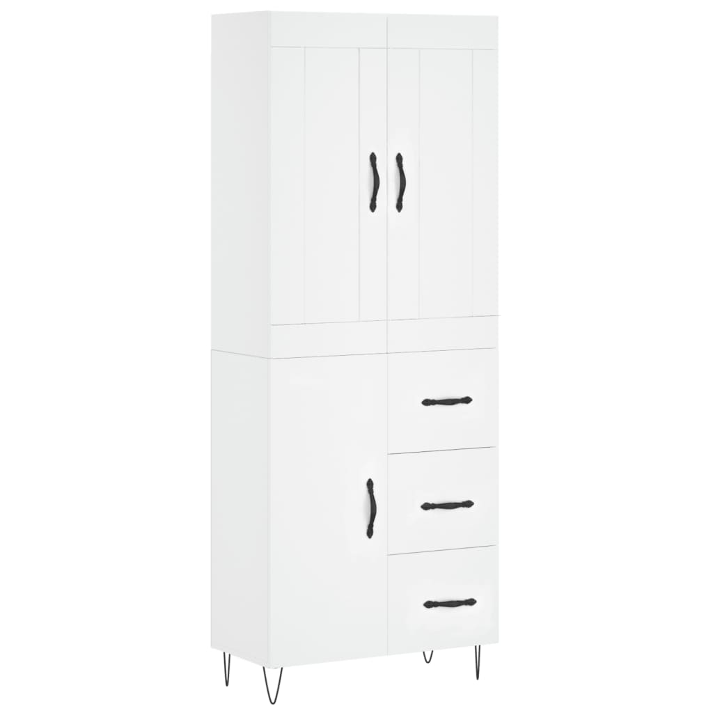 vidaXL Aparador alto madera contrachapada blanco 69,5x34x180 cm