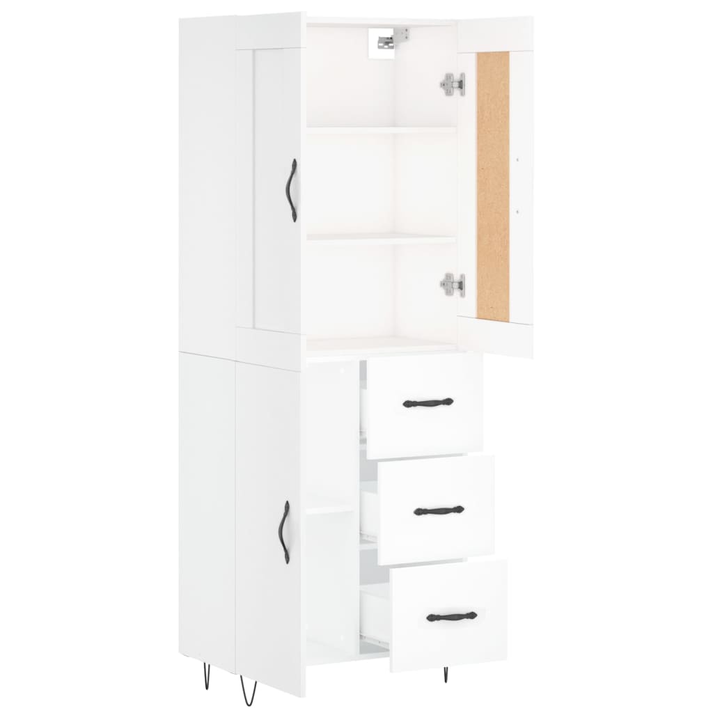 vidaXL Aparador alto madera contrachapada blanco 69,5x34x180 cm