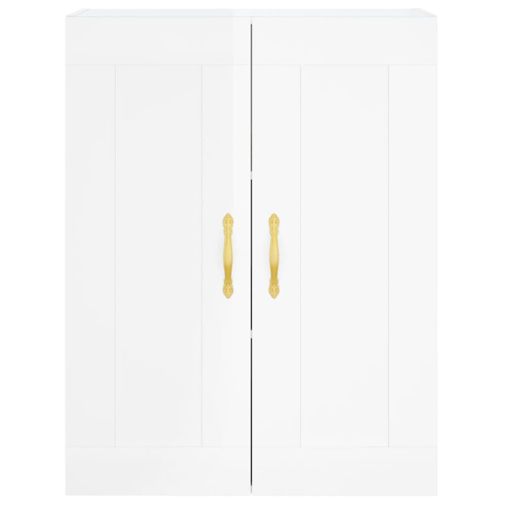 vidaXL Aparador alto madera contrachapada blanco brillo 69,5x34x180 cm