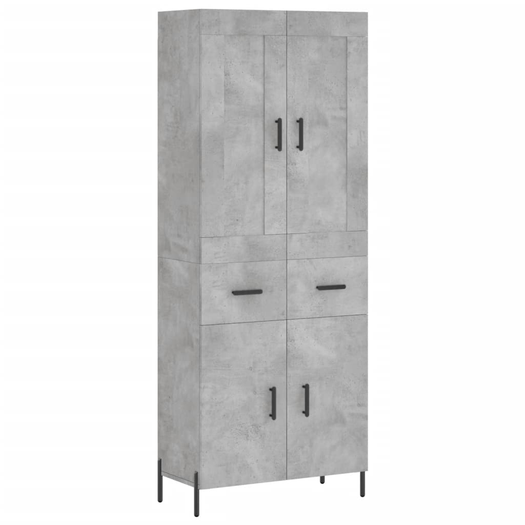 vidaXL Aparador alto madera contrachapada gris hormigón 69,5x34x180 cm