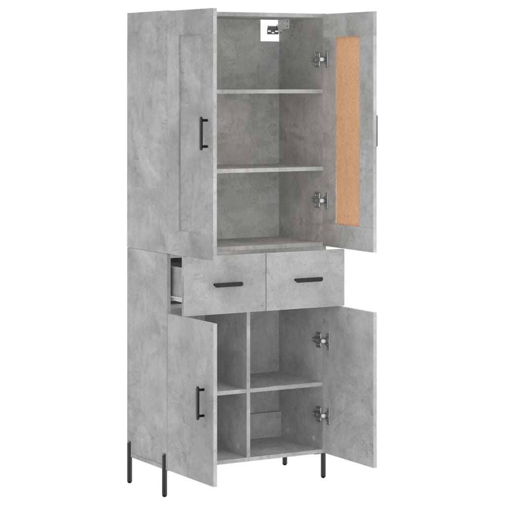 vidaXL Aparador alto madera contrachapada gris hormigón 69,5x34x180 cm