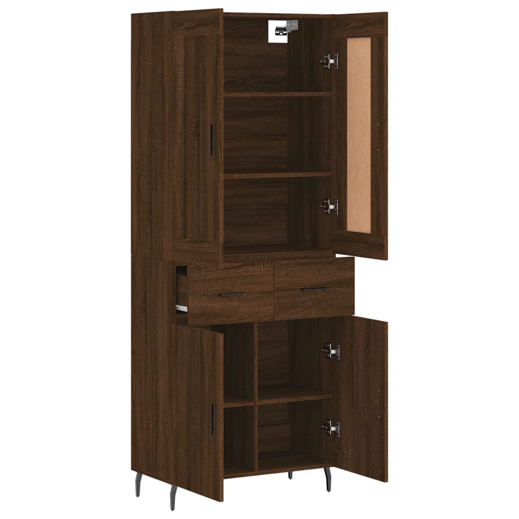 vidaXL Aparador alto madera contrachapada marrón roble 69,5x34x180 cm