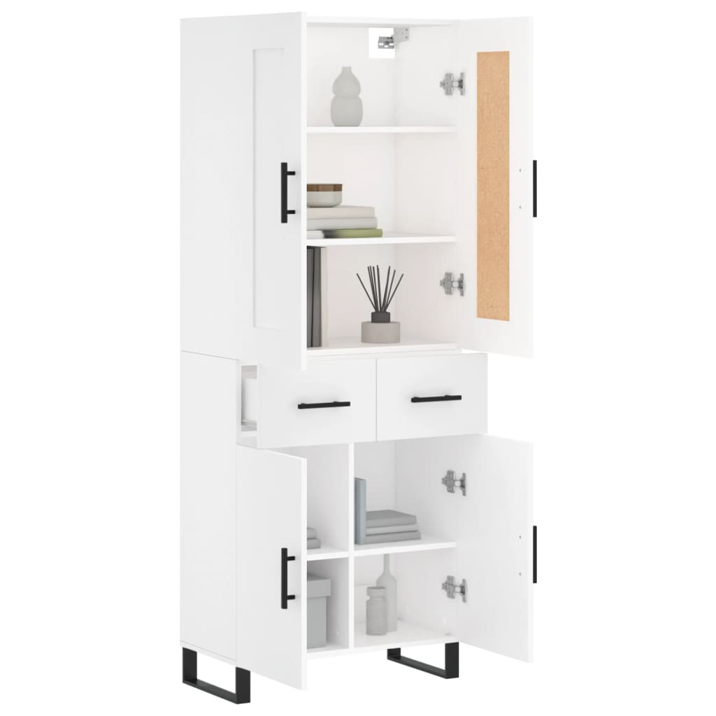 vidaXL Aparador alto madera contrachapada blanco 69,5x34x180 cm