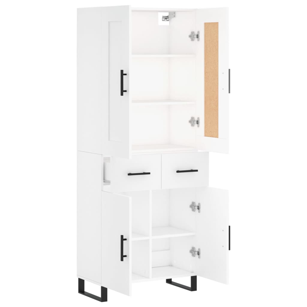 vidaXL Aparador alto madera contrachapada blanco 69,5x34x180 cm