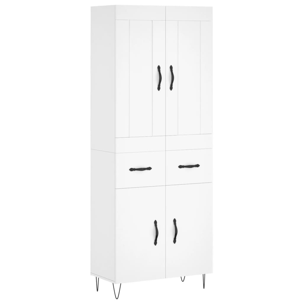 vidaXL Aparador alto madera contrachapada blanco 69,5x34x180 cm