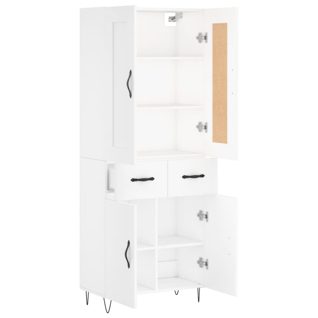 vidaXL Aparador alto madera contrachapada blanco 69,5x34x180 cm