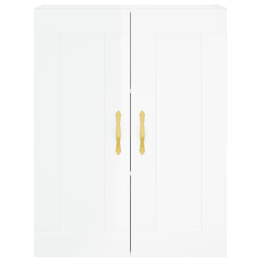 vidaXL Aparador alto madera contrachapada blanco brillo 69,5x34x180 cm