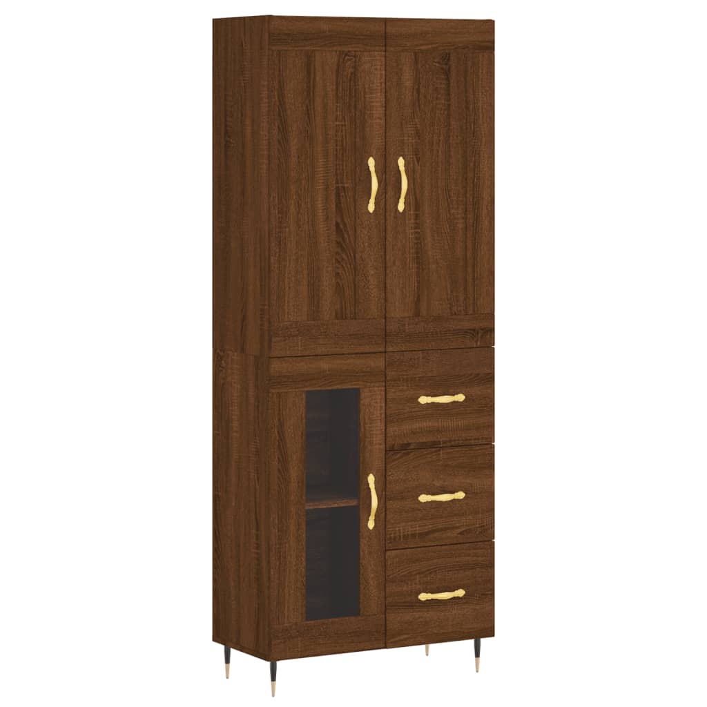 vidaXL Aparador alto madera contrachapada marrón roble 69,5x34x180 cm