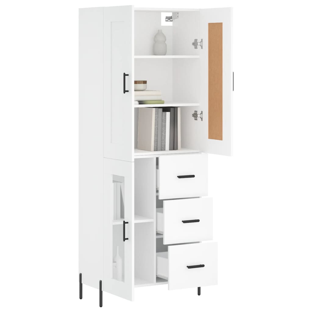 vidaXL Aparador alto madera contrachapada blanco 69,5x34x180 cm