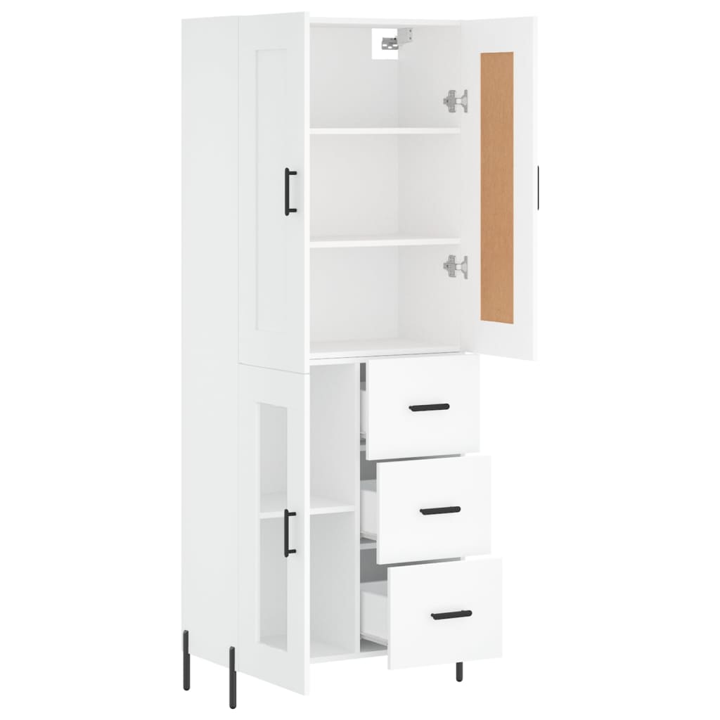 vidaXL Aparador alto madera contrachapada blanco 69,5x34x180 cm