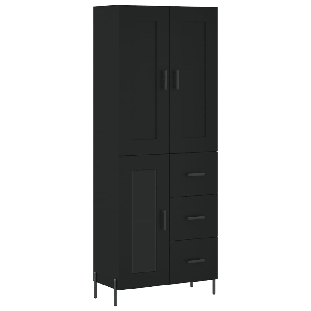 vidaXL Aparador alto madera contrachapada negro 69,5x34x180 cm