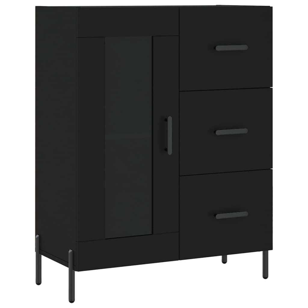 vidaXL Aparador alto madera contrachapada negro 69,5x34x180 cm