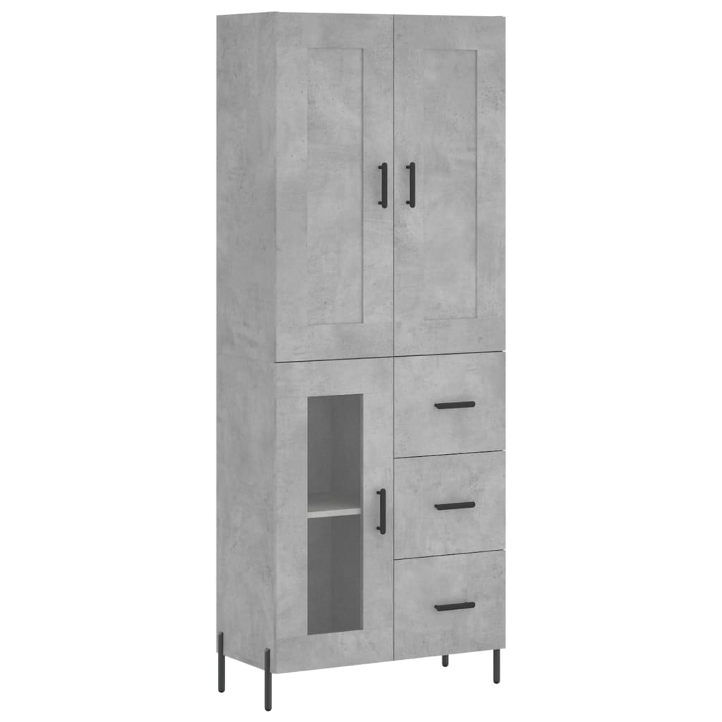 vidaXL Aparador alto madera contrachapada gris hormigón 69,5x34x180 cm