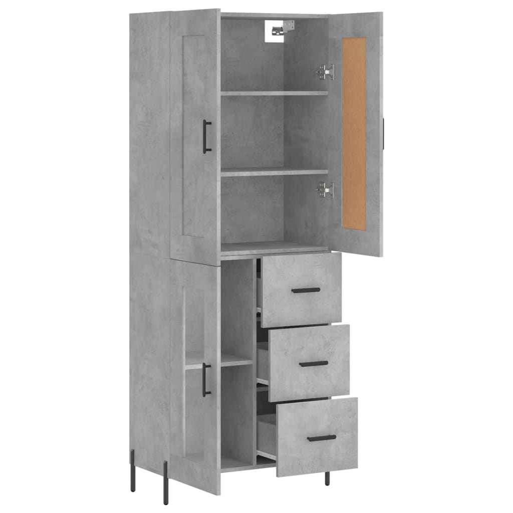 vidaXL Aparador alto madera contrachapada gris hormigón 69,5x34x180 cm