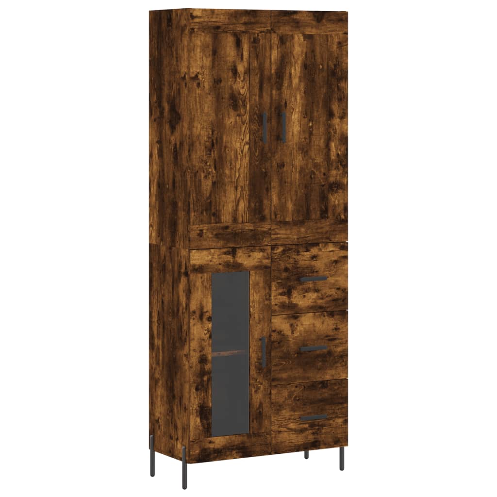 vidaXL Aparador alto madera contrachapada roble ahumado 69,5x34x180 cm