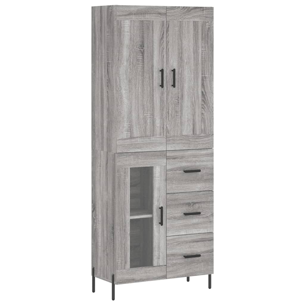 vidaXL Aparador alto madera contrachapada gris sonoma 69,5x34x180 cm