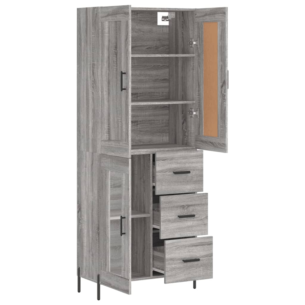 vidaXL Aparador alto madera contrachapada gris sonoma 69,5x34x180 cm