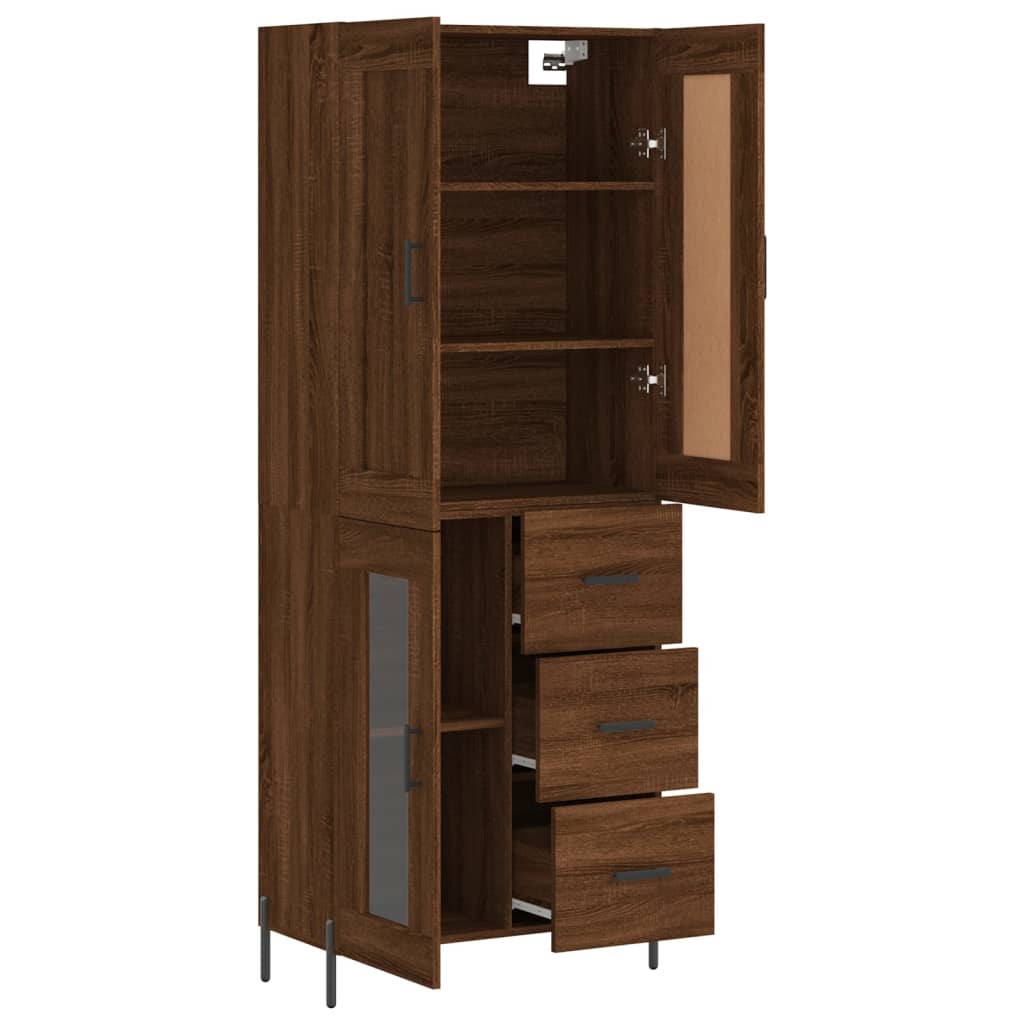 vidaXL Aparador alto madera contrachapada marrón roble 69,5x34x180 cm