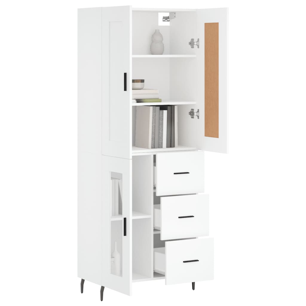 vidaXL Aparador alto madera contrachapada blanco 69,5x34x180 cm