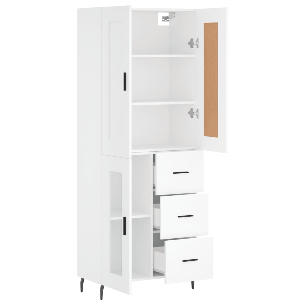 vidaXL Aparador alto madera contrachapada blanco 69,5x34x180 cm