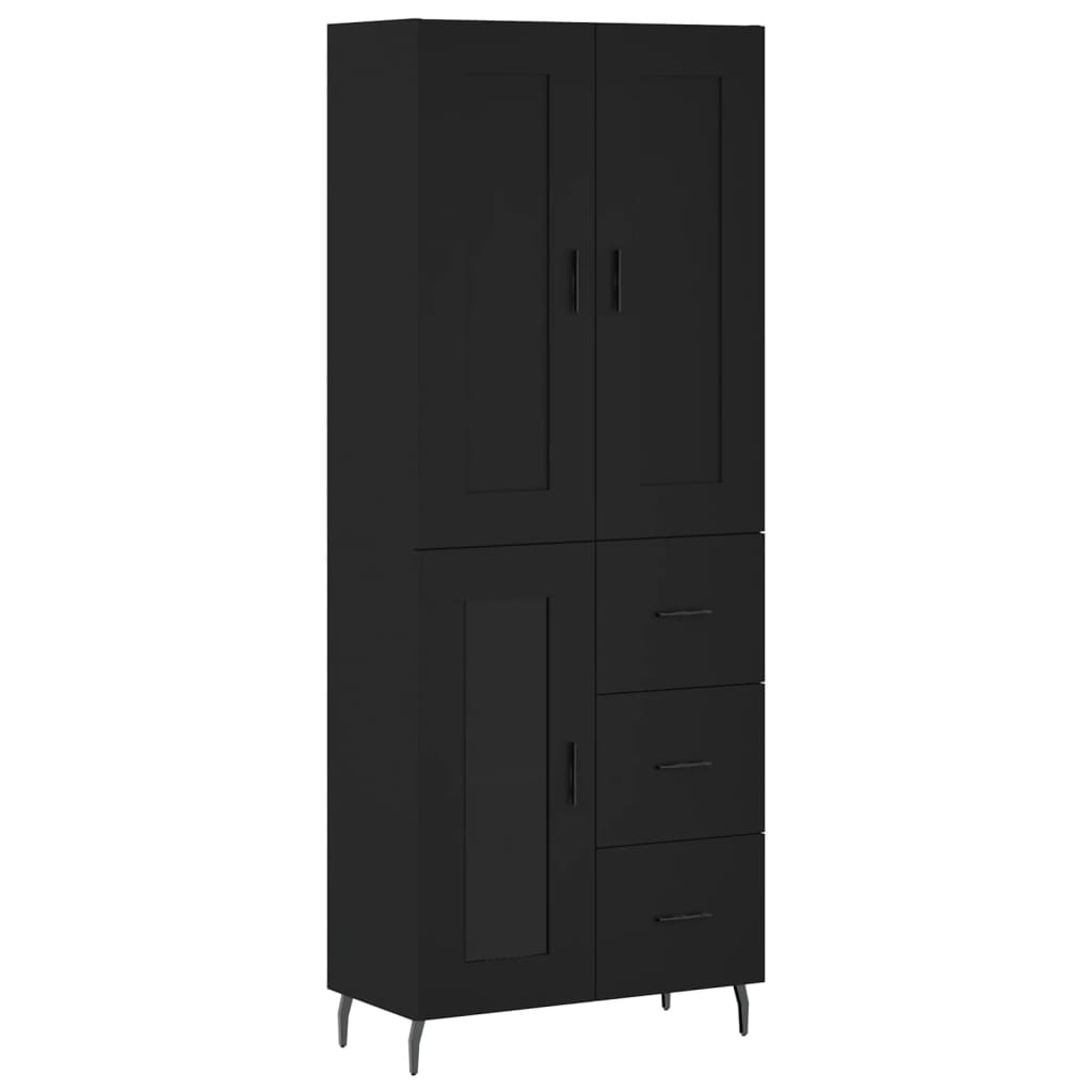 vidaXL Aparador alto madera contrachapada negro 69,5x34x180 cm