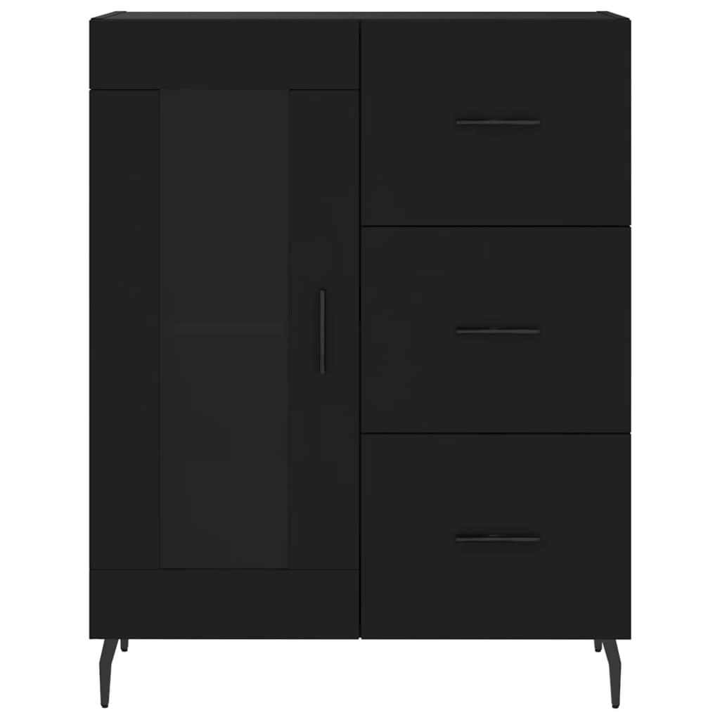 vidaXL Aparador alto madera contrachapada negro 69,5x34x180 cm