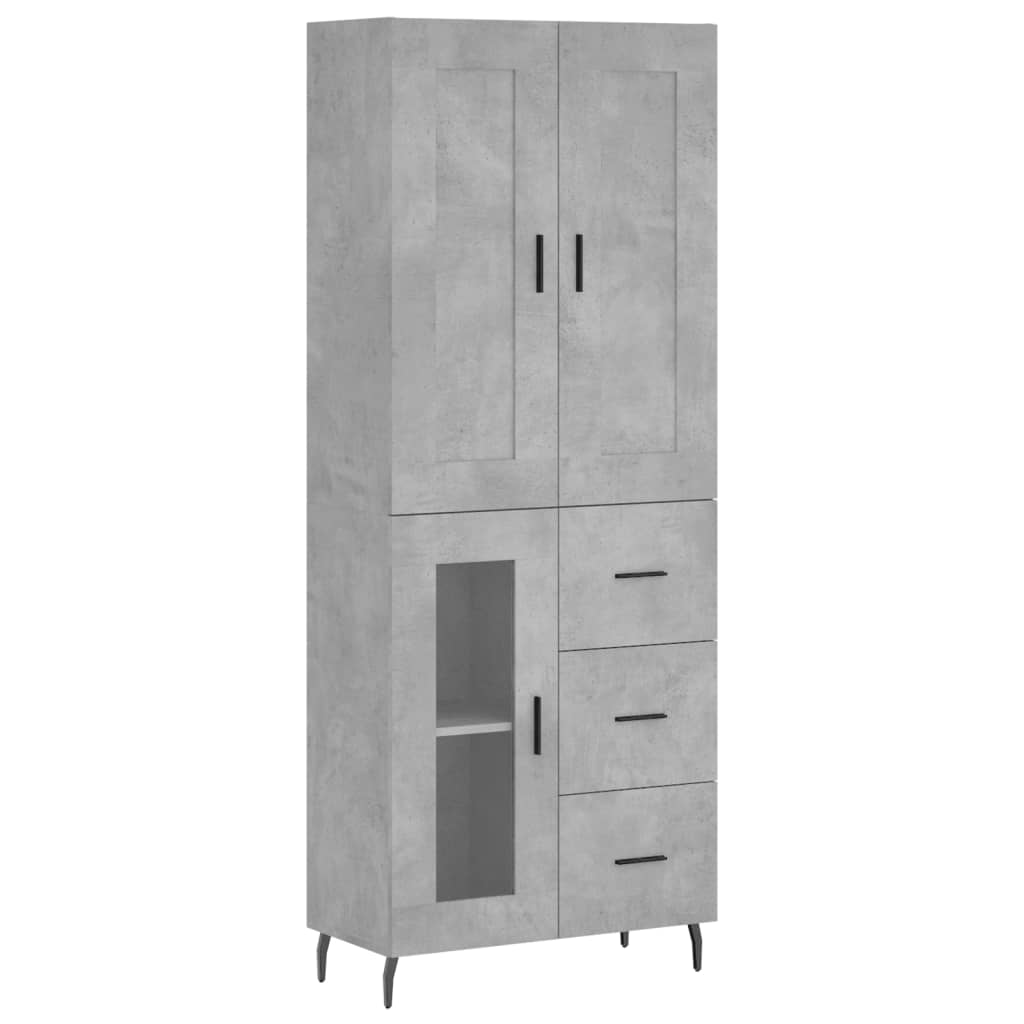 vidaXL Aparador alto madera contrachapada gris hormigón 69,5x34x180 cm