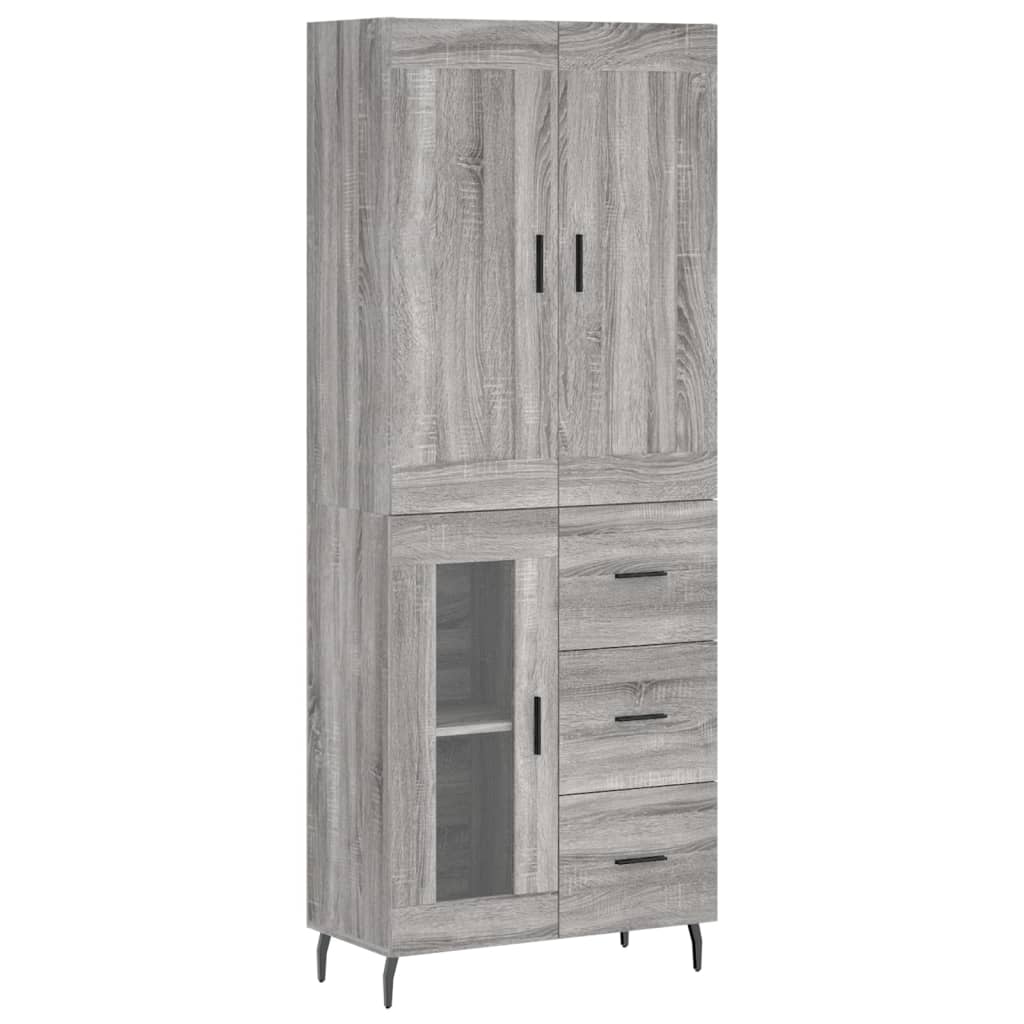 vidaXL Aparador alto madera contrachapada gris sonoma 69,5x34x180 cm