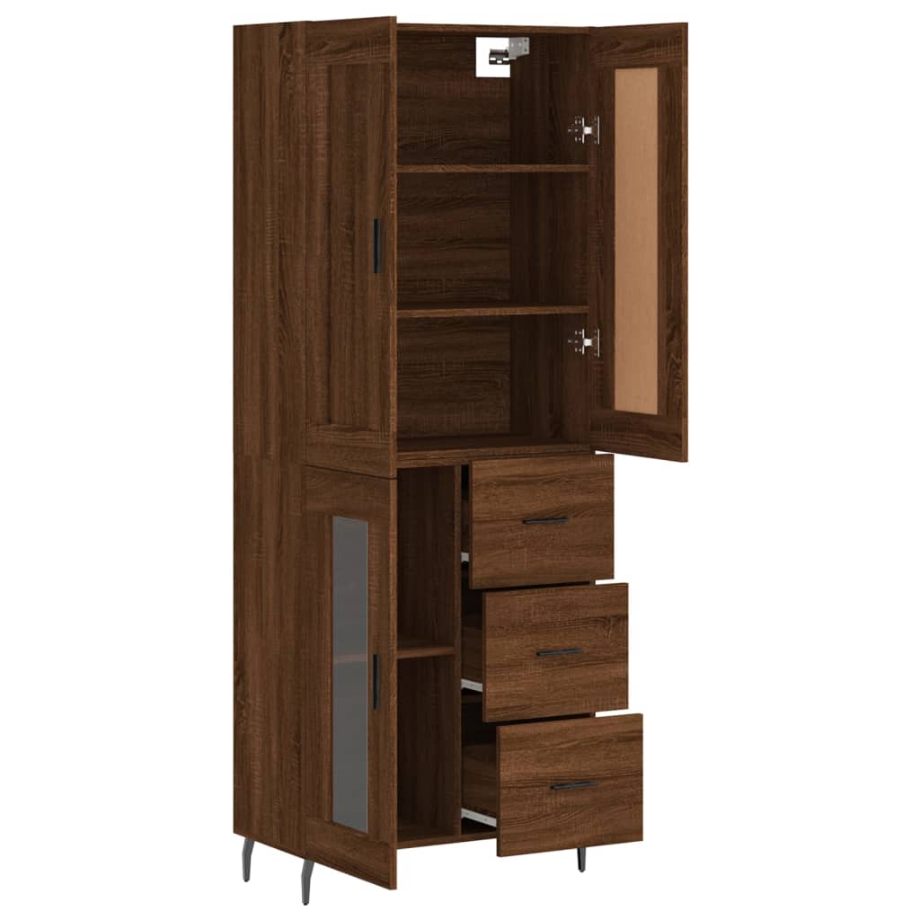 vidaXL Aparador alto madera contrachapada marrón roble 69,5x34x180 cm