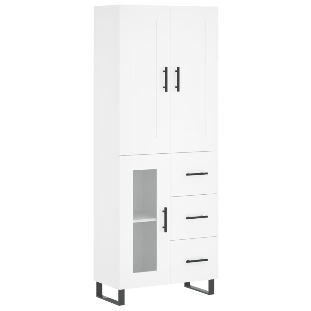 vidaXL Aparador alto madera contrachapada blanco 69,5x34x180 cm