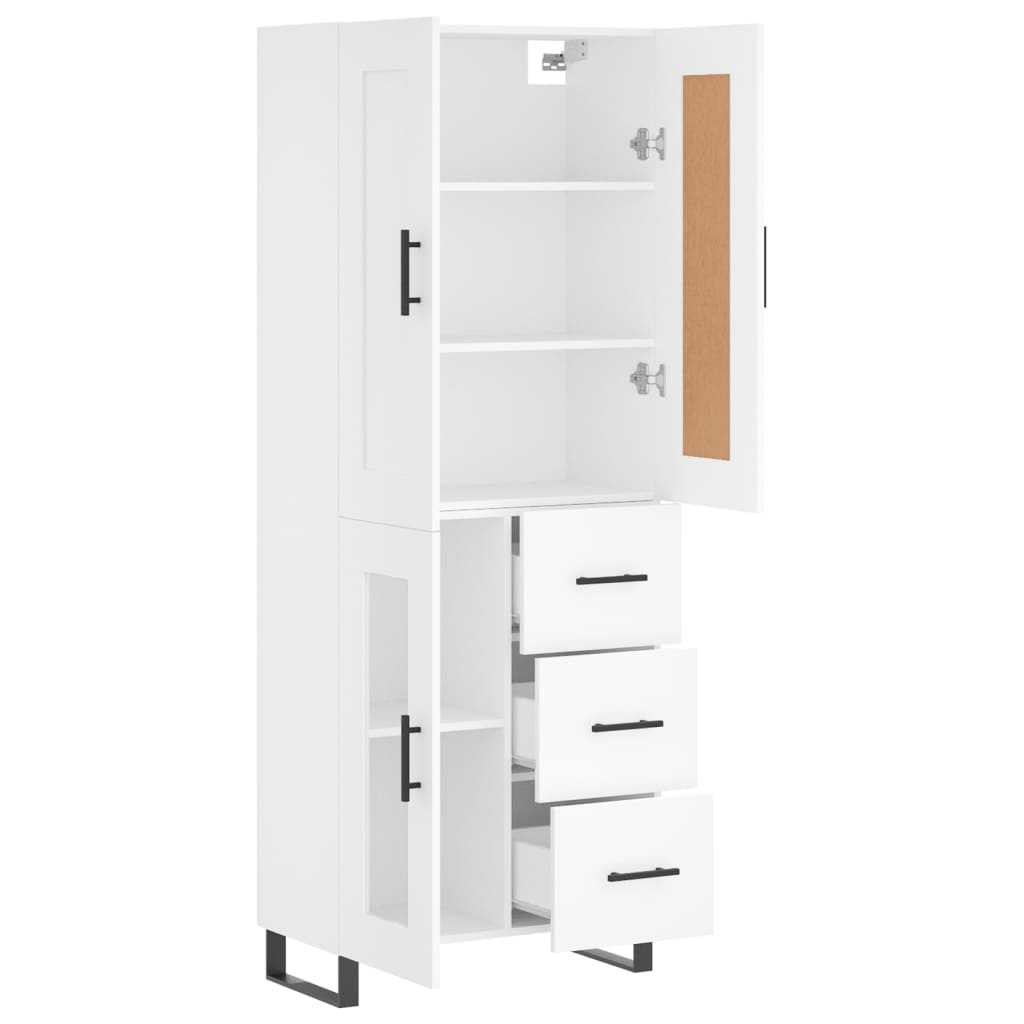 vidaXL Aparador alto madera contrachapada blanco 69,5x34x180 cm