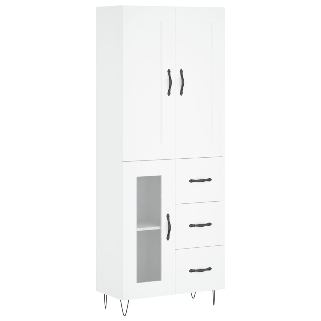 vidaXL Aparador alto madera contrachapada blanco 69,5x34x180 cm