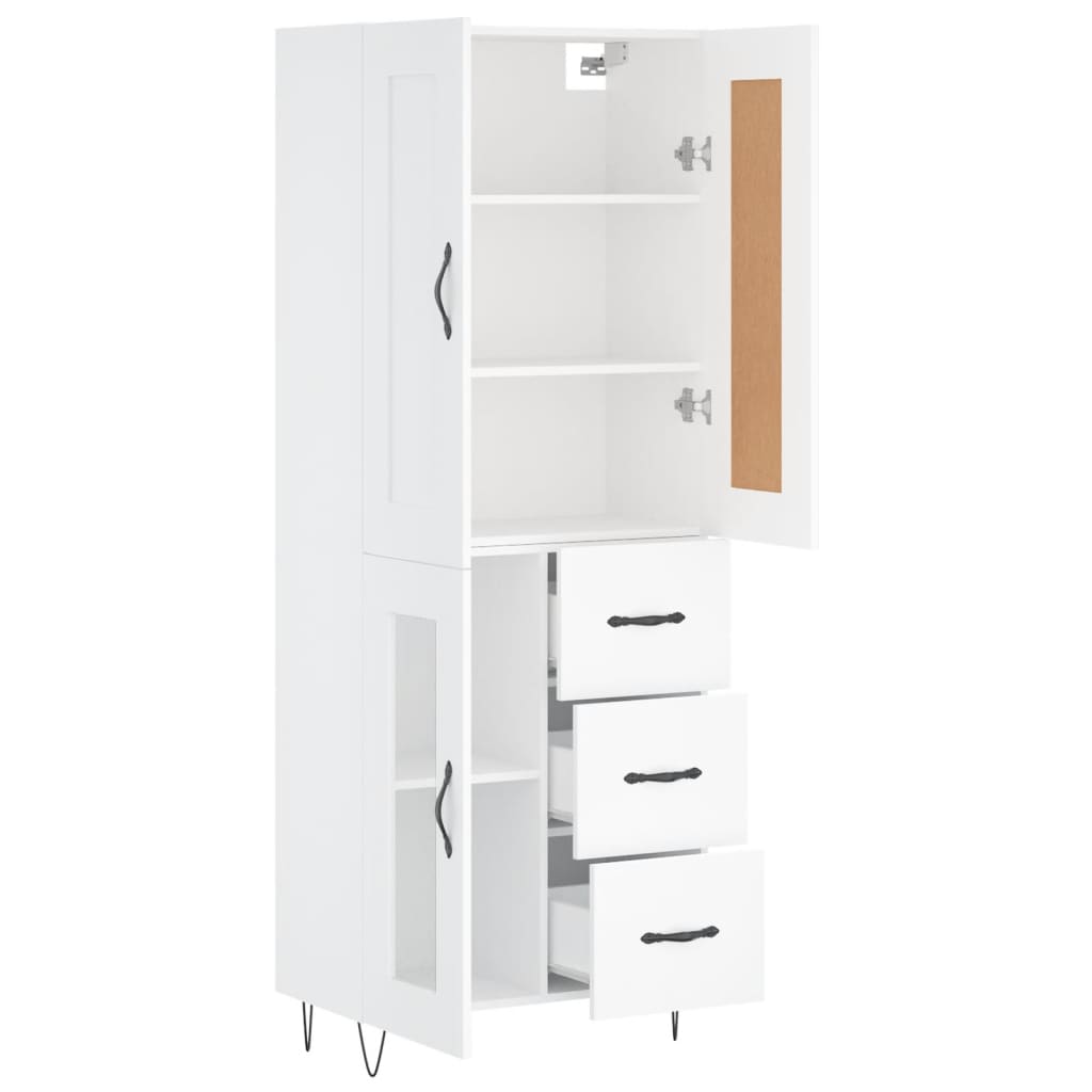 vidaXL Aparador alto madera contrachapada blanco 69,5x34x180 cm