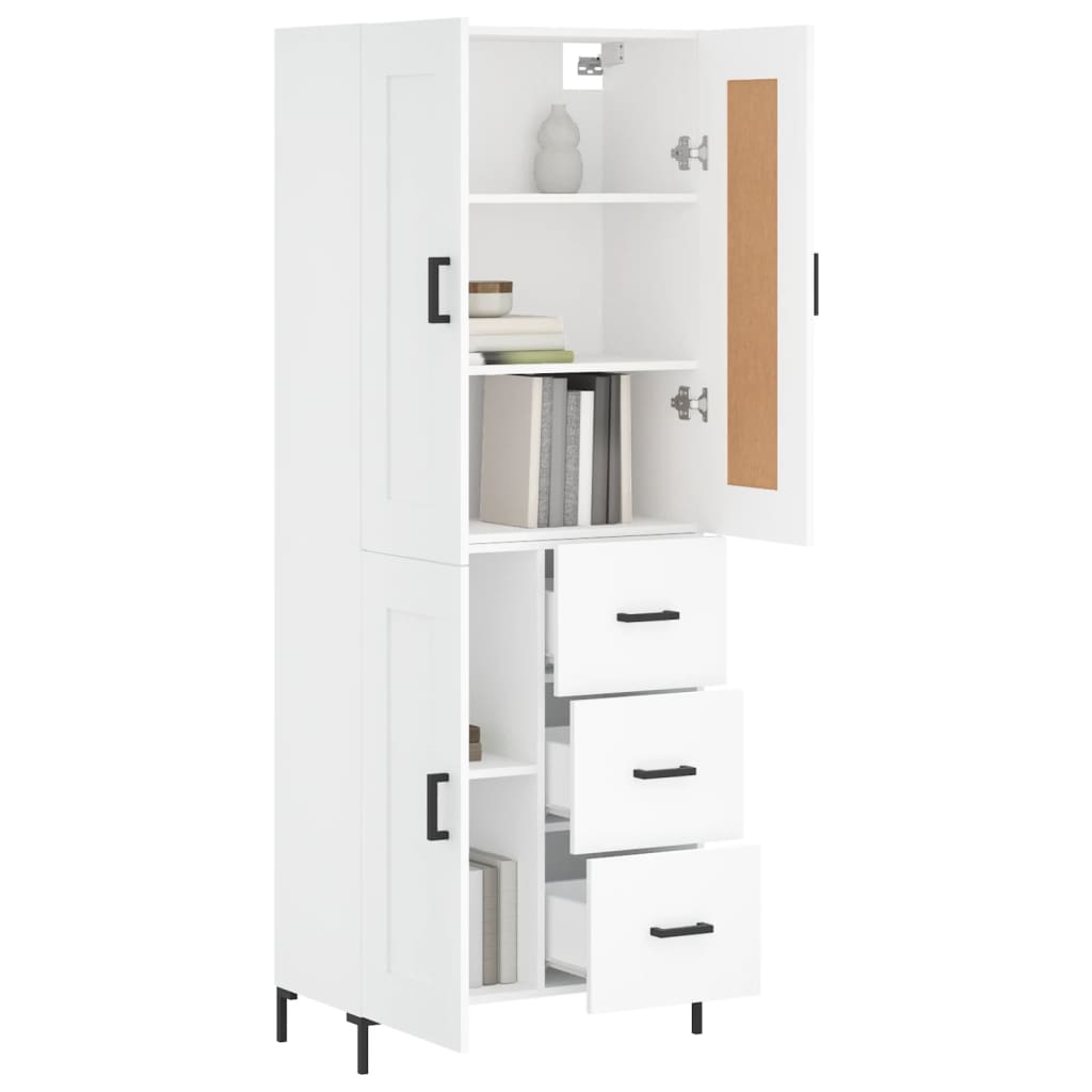 vidaXL Aparador alto madera contrachapada blanco 69,5x34x180 cm