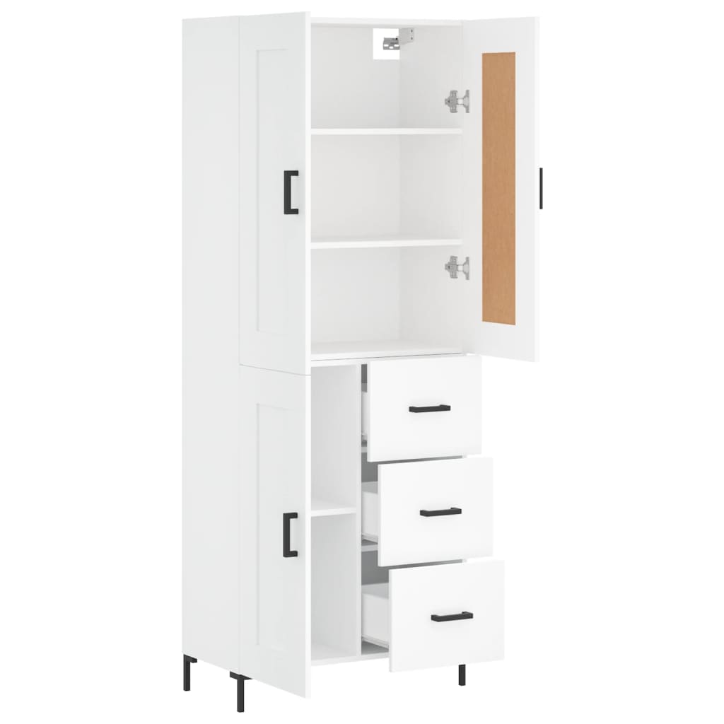 vidaXL Aparador alto madera contrachapada blanco 69,5x34x180 cm