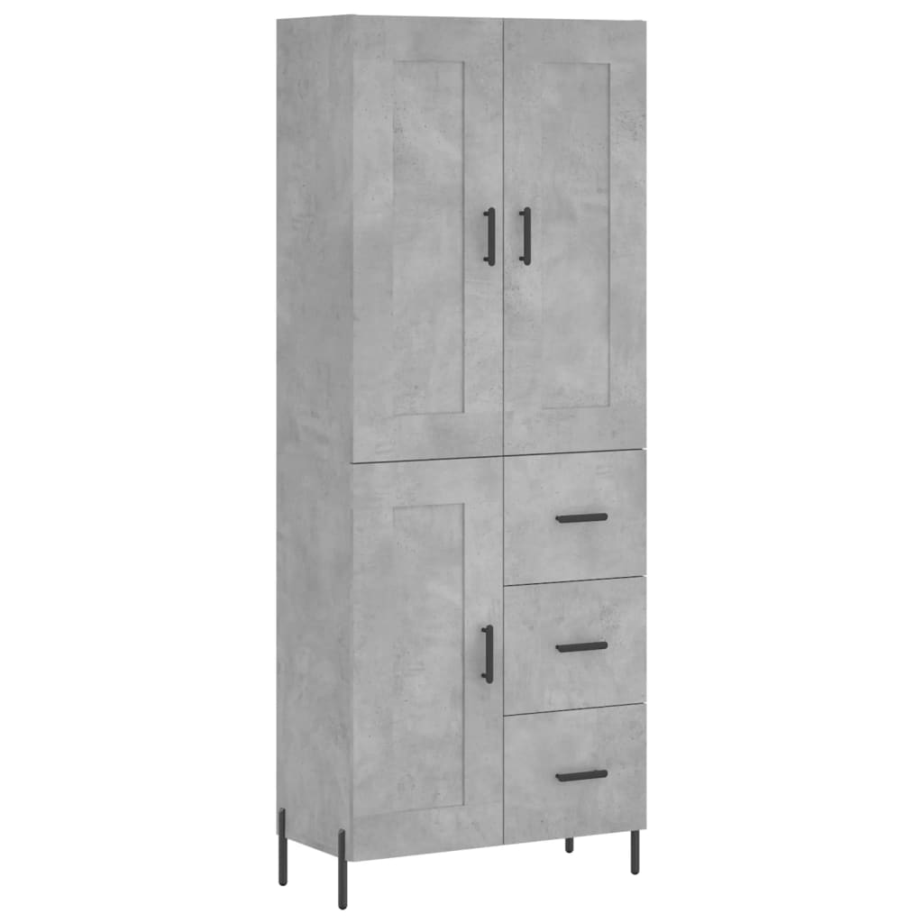 vidaXL Aparador alto madera contrachapada gris hormigón 69,5x34x180 cm