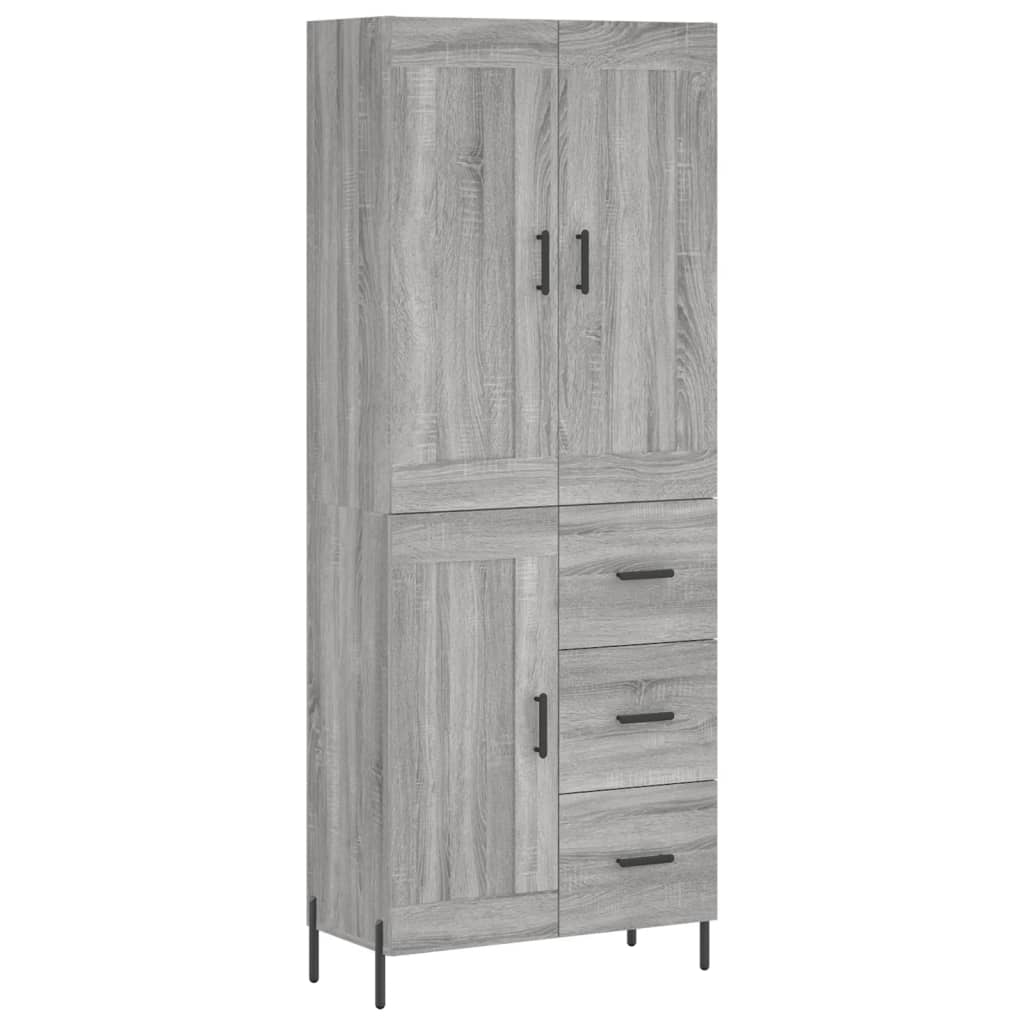 vidaXL Aparador alto madera contrachapada gris sonoma 69,5x34x180 cm