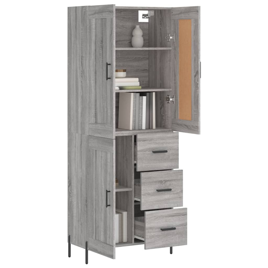 vidaXL Aparador alto madera contrachapada gris sonoma 69,5x34x180 cm