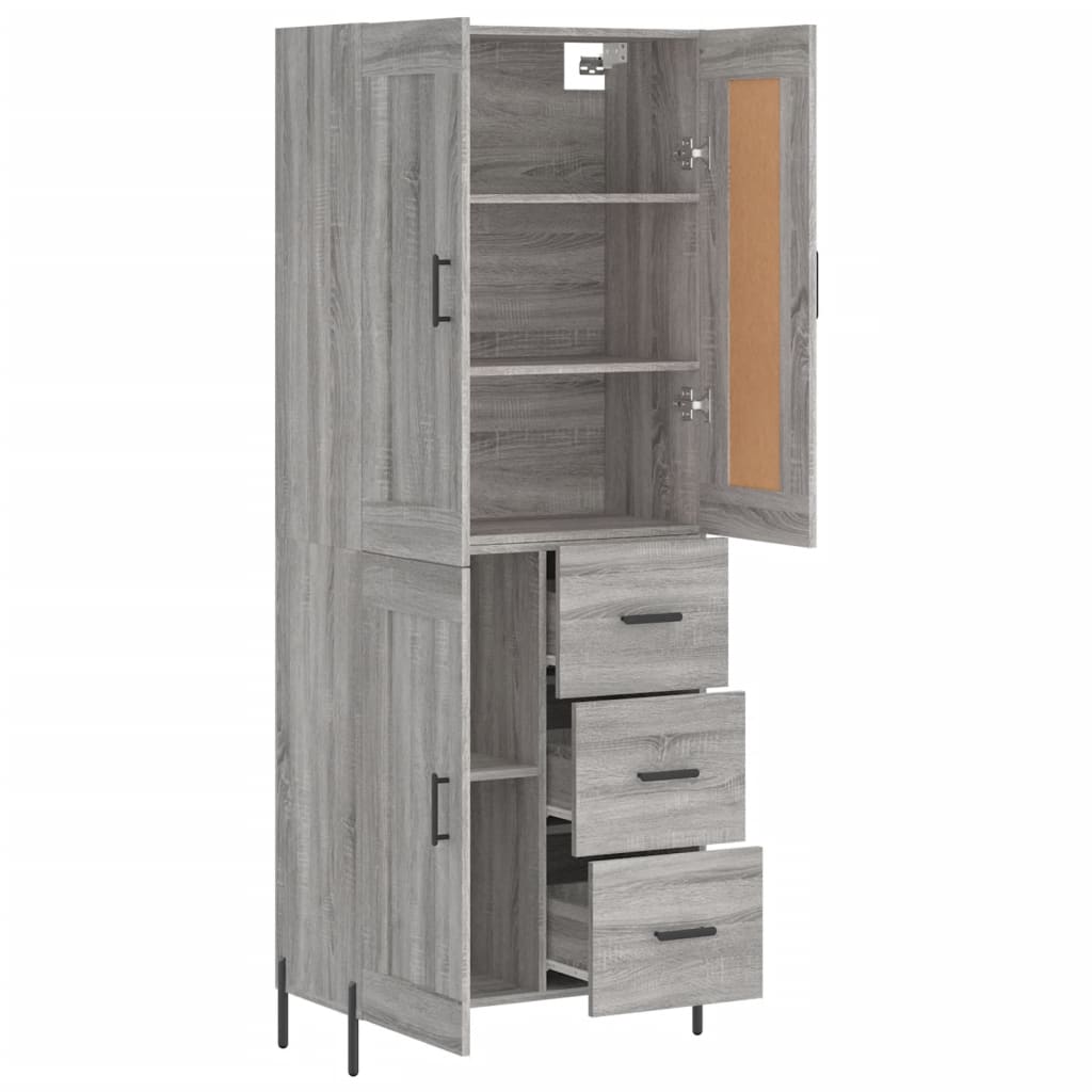 vidaXL Aparador alto madera contrachapada gris sonoma 69,5x34x180 cm