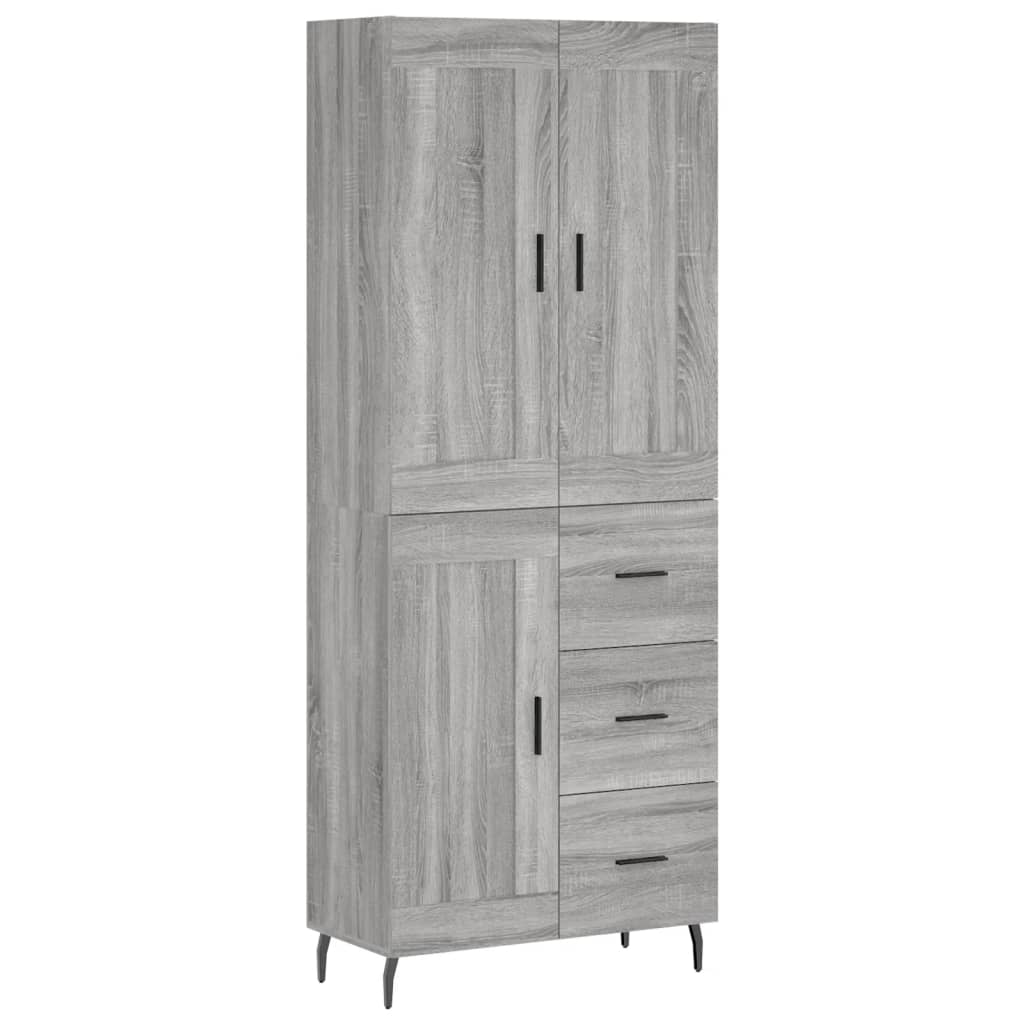 vidaXL Aparador alto madera contrachapada gris sonoma 69,5x34x180 cm