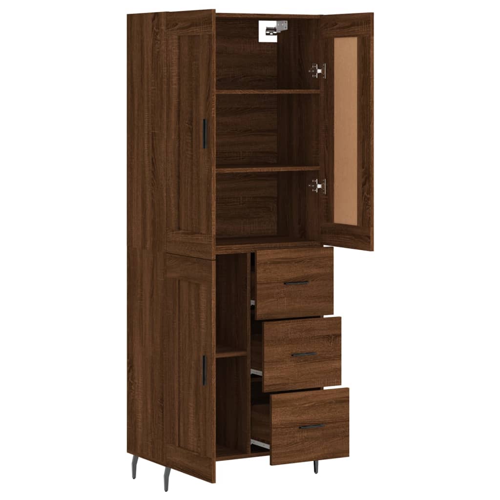 vidaXL Aparador alto madera contrachapada marrón roble 69,5x34x180 cm