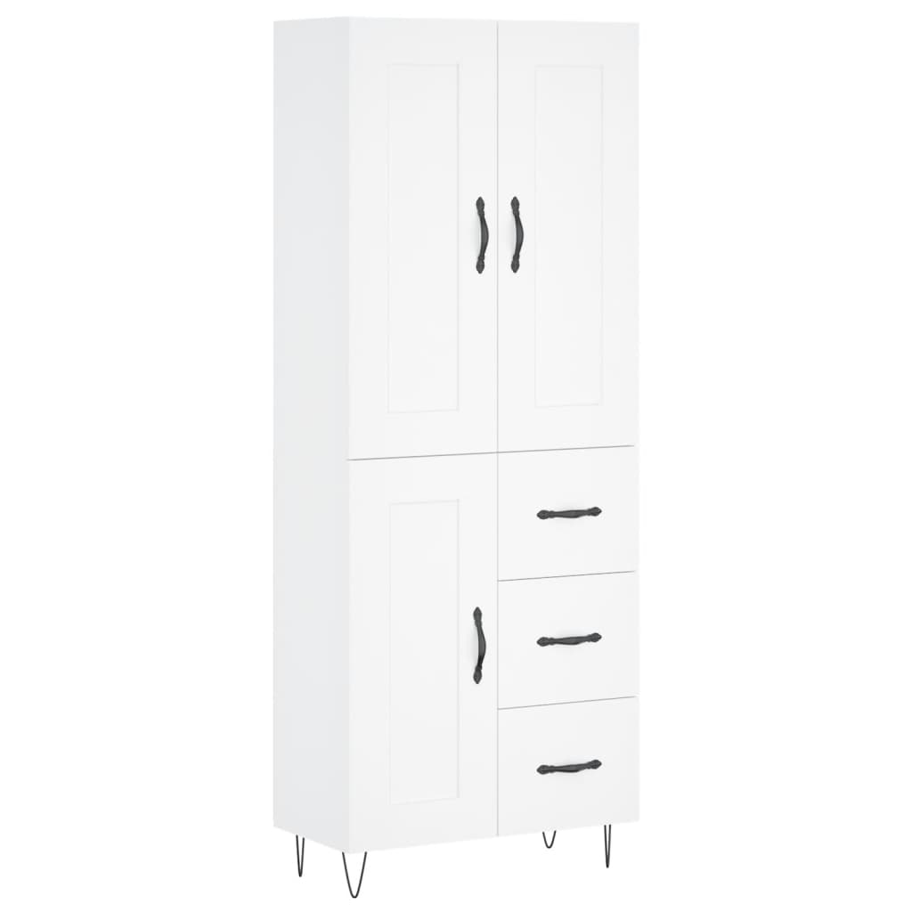 vidaXL Aparador alto madera contrachapada blanco 69,5x34x180 cm