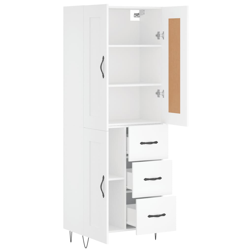 vidaXL Aparador alto madera contrachapada blanco 69,5x34x180 cm