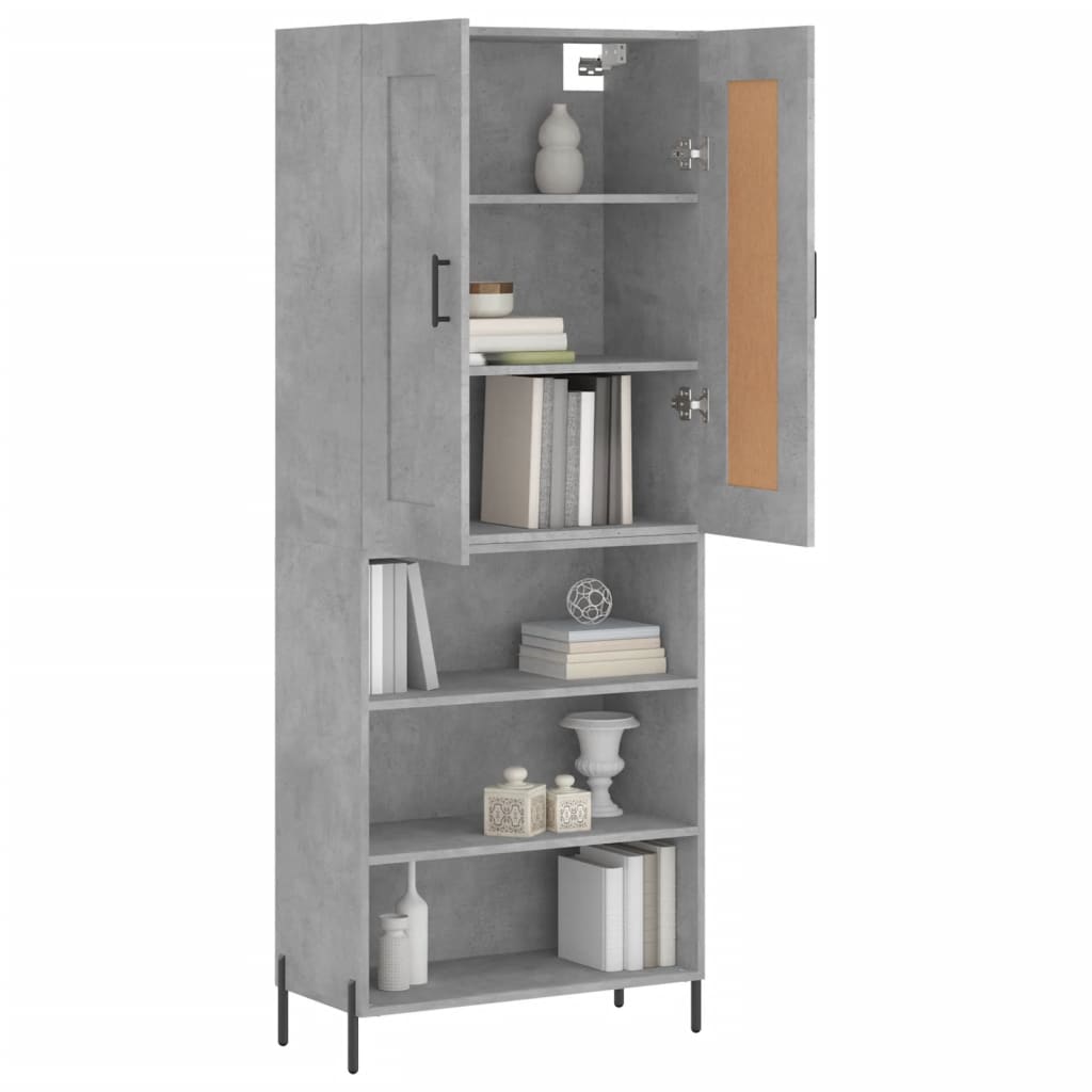 vidaXL Aparador alto madera contrachapada gris hormigón 69,5x34x180 cm