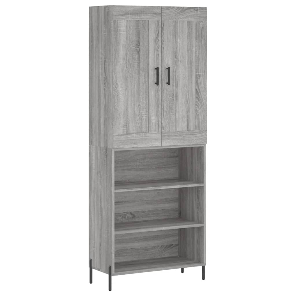 vidaXL Aparador alto madera contrachapada gris sonoma 69,5x34x180 cm