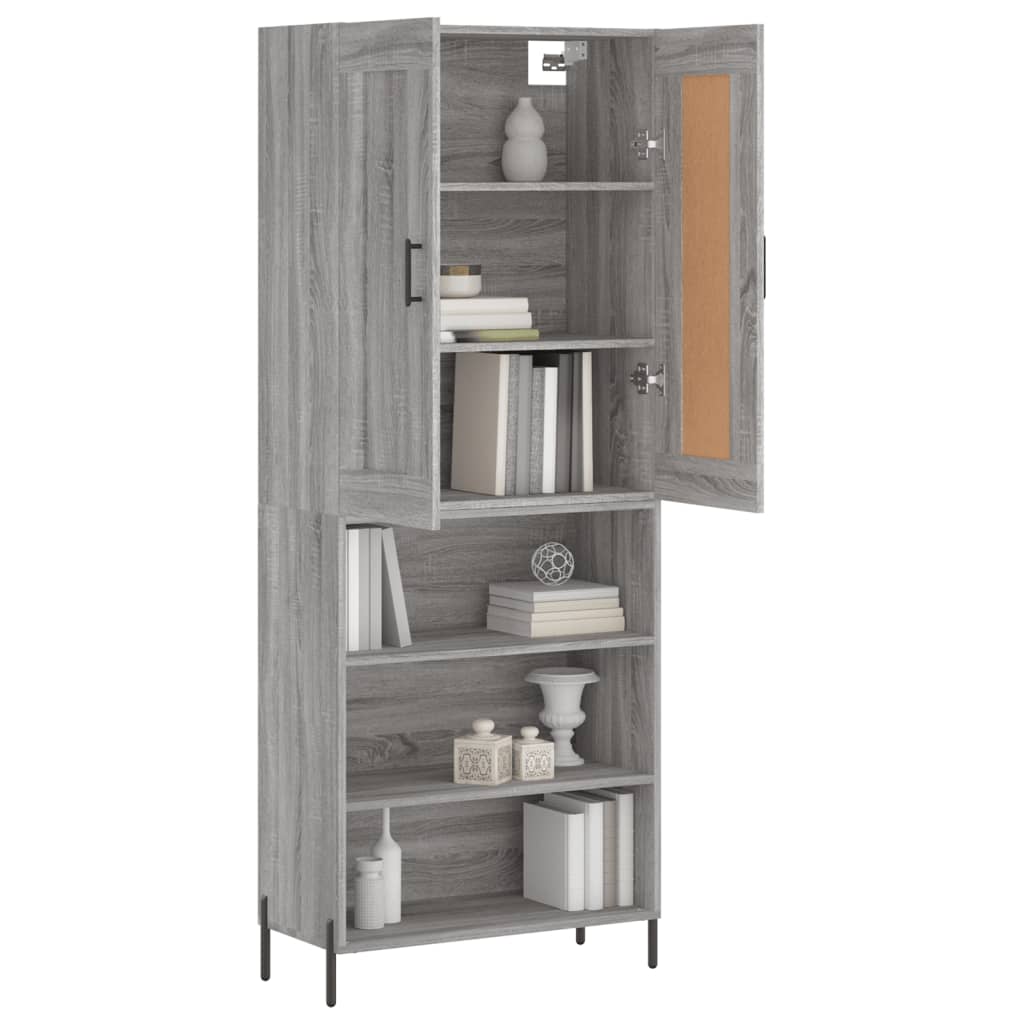 vidaXL Aparador alto madera contrachapada gris sonoma 69,5x34x180 cm