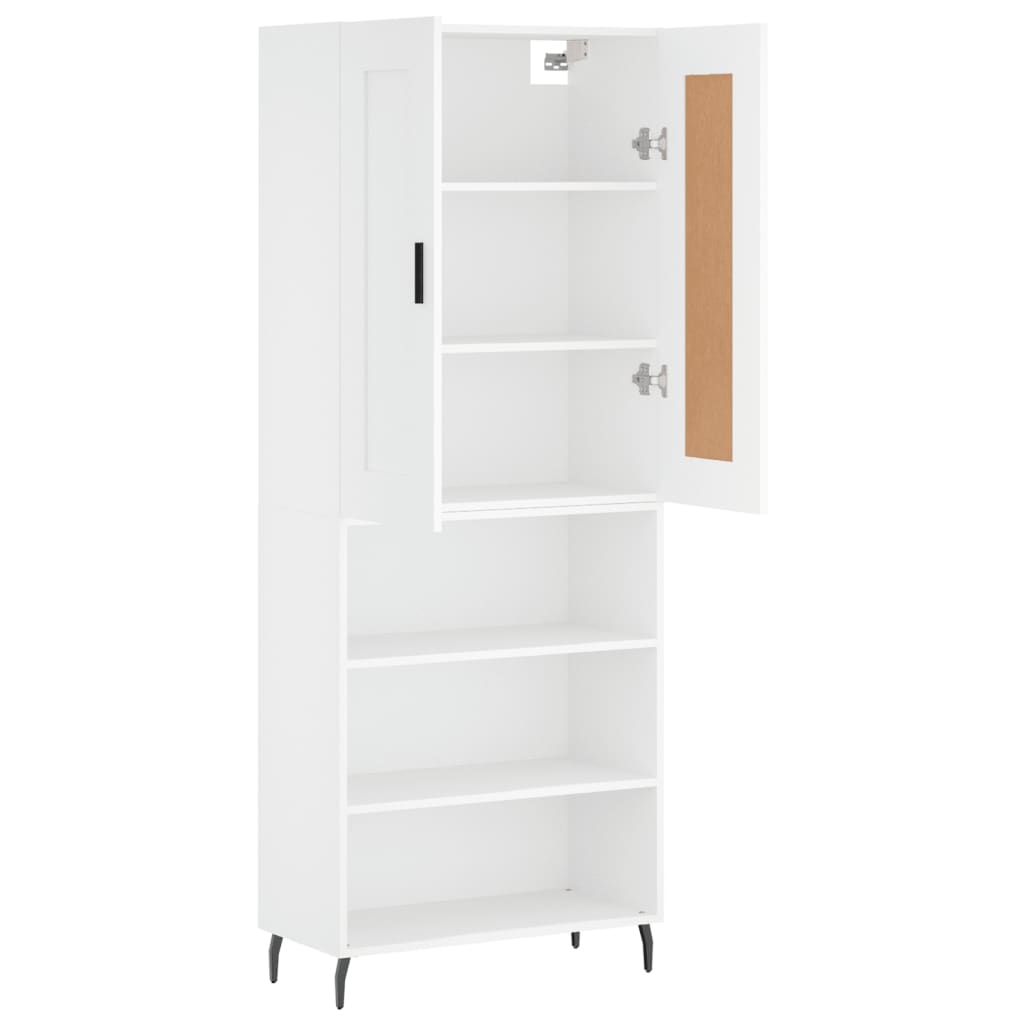 vidaXL Aparador alto madera contrachapada blanco 69,5x34x180 cm