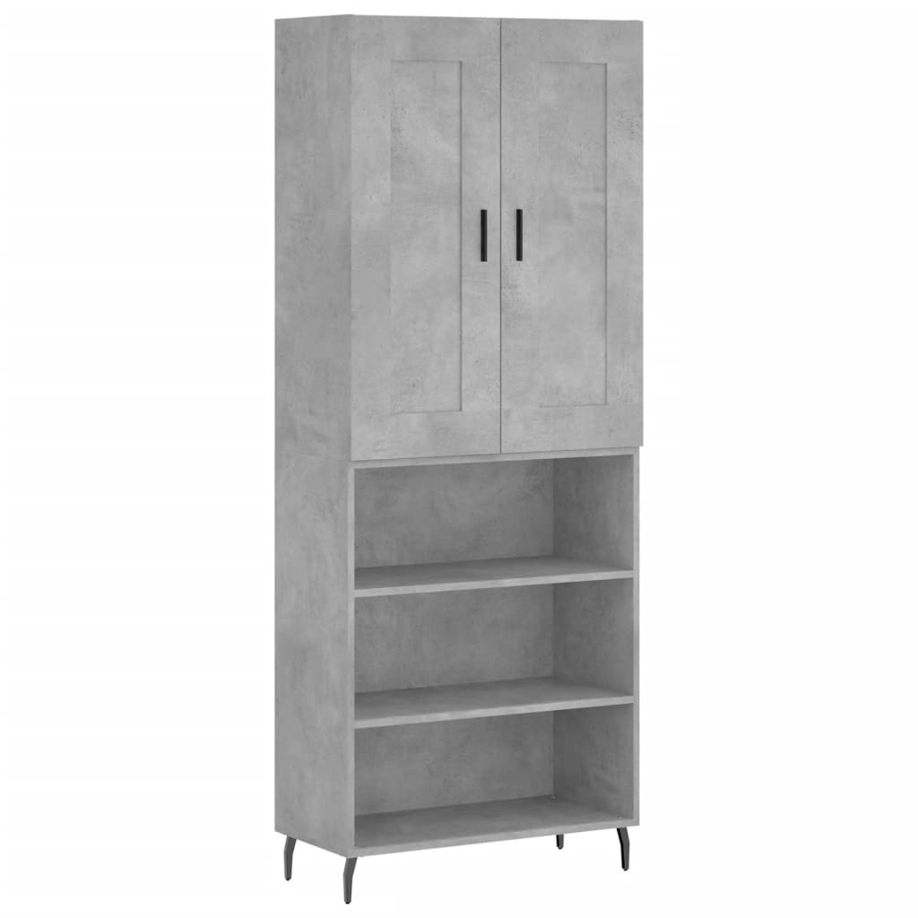 vidaXL Aparador alto madera contrachapada gris hormigón 69,5x34x180 cm