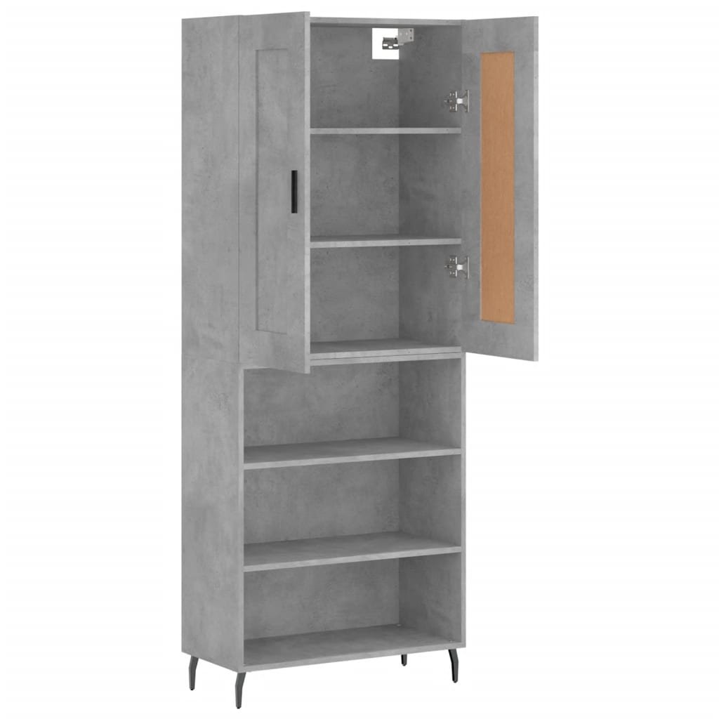 vidaXL Aparador alto madera contrachapada gris hormigón 69,5x34x180 cm