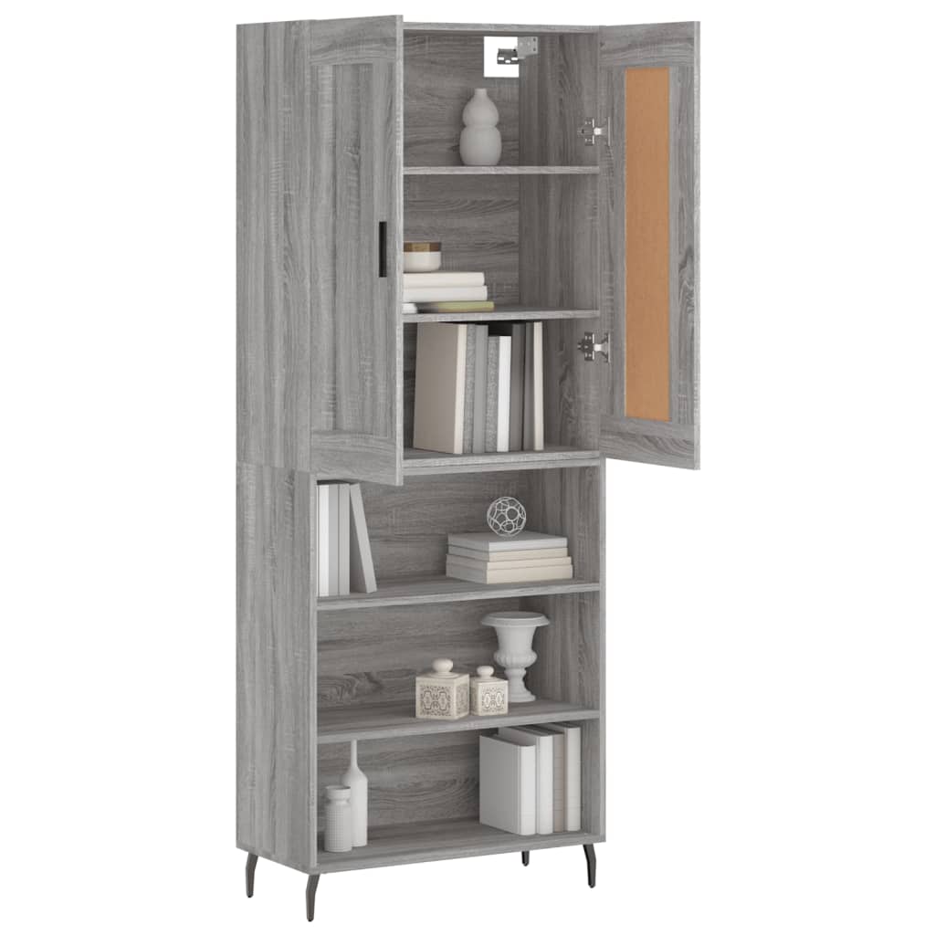 vidaXL Aparador alto madera contrachapada gris sonoma 69,5x34x180 cm